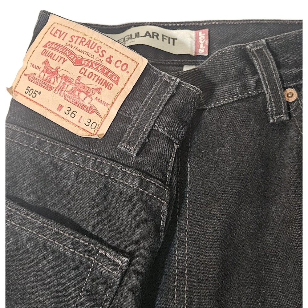 Levi's VTG Y2K Jeans Black 36x30 505 Regular Fit Straight‎  Vintage EUC